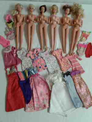 Lot of 6 Mattel Inc.1966 Twist And Turn Barbie Dolls + Clothes, 11 " Vintage (1)