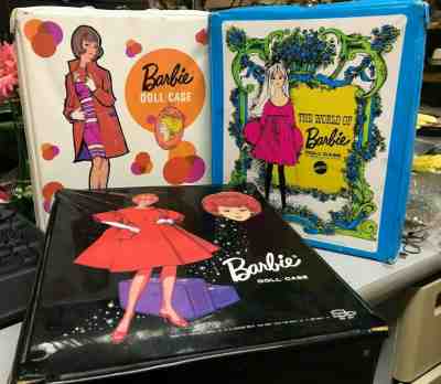 3 pc Vtg The World Of Barbie Doll Trunk Carrying Case 1968 1963 1958 Originals