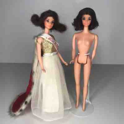 Vintage Walk Lively & Brunette Quick Curl Miss America Steffie Face Barbie As Is