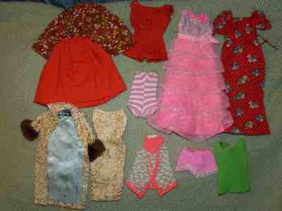 lot of 45 vintage barbie clothes and dolls mod Guinevere romantic ruffles