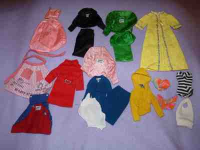 lot of 58 vintage barbie clothes and dolls mod evening in pajama pow
