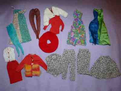 lot of 45 vintage barbie clothes and dolls mod patio party  silver serenade
