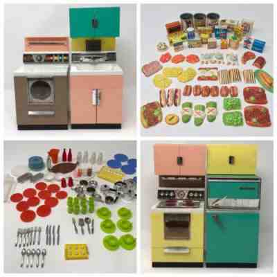 VINTAGE BARBIE DREAM KITCHEN APPLIANCES W/FOOD, DISHES & COOKWARE,DELUXE READING
