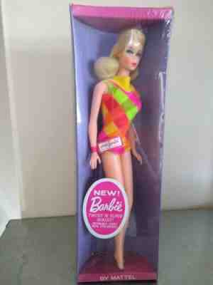 NRFB 1969 MOD ERA VINTAGE BLONDE TWIST N TURN BARBIE DOLL RARE AND HTF MUST SEE!