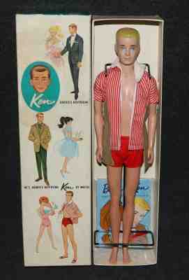 Barbie #0750 1962 Boxed Barbie Ken 2nd Version Non-Flocked Blonde