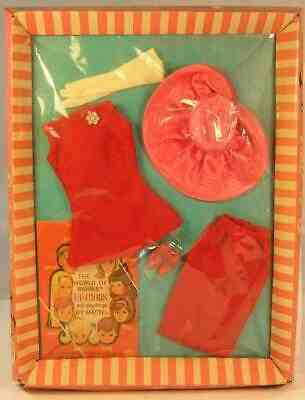 1970`S BARBIE DOLL OUTFIT #1663-MUSIC CENTER MATINEE-2 PC RED DRESS NOS ON CARD
