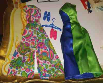 VINTAGE BARBIE OUTFIT PATIO PARTY # 1692 MOD OUTFIT W BLUE & HOT PINK CT SHOES