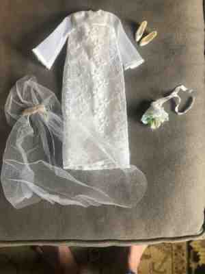 HTF Vintage Barbie  Francie #1217 DREAMY WEDDING DRESS OVERLAY BOUQUET Complete