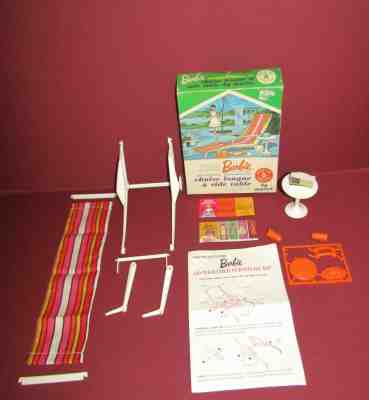 Vintage Barbie Go-Together #0410 Chaise Lounge &Table Radio Phone Tray W/Box EUC