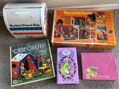 Vintage 1960s Barbie Dolls Lot Clothes Shoes Friend Ship Trunk Accessories Dress