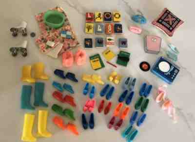VINTAGE 80s BARBIE lot - Shoes, Boots, Record Player, Telephones, Accessories