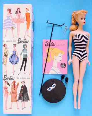 1960 HIGH COLOR BLONDE BRAIDED PONYTAIL #3 BARBIE #850 BOXED! NICE EVEN TONING!