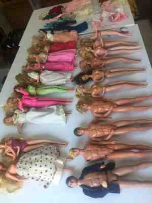 Vintage Lot of 16ea. Barbie Dolls and Vintage Lot of 4ea. Ken Dolls 1968 to 1966