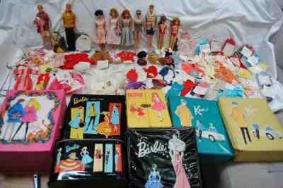 HUGE Vintage Barbie Collection 1960's BARBIES, Clothing, Accessories & Cases Lot