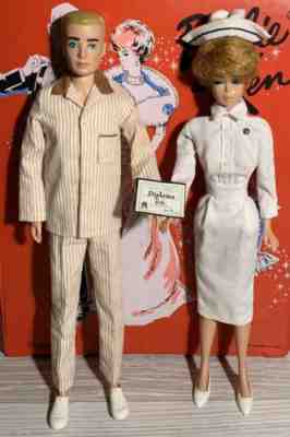Vintage Barbie Midge And Ken Doll Japan Nurse , Skis , Barbie Outfits And Case