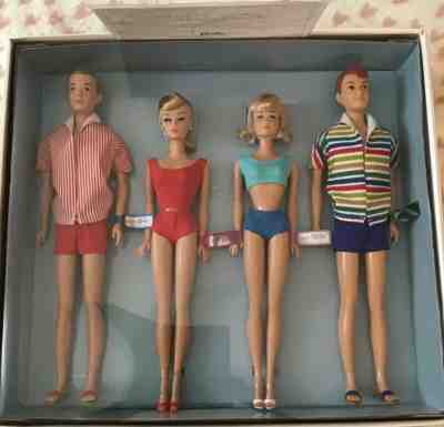 MIB BARBIE DOUBLE DATE 50th Anniversary GIFT SET 4 DOLLS 2013 Repro Mattel