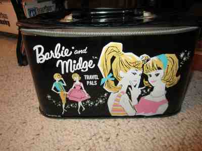 1963 Square Black Vinyl Barbie & Midge Travel Pals Case!!!