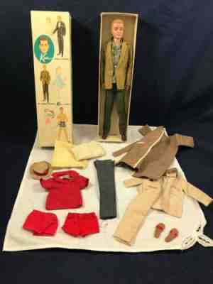 1960s KEN Barbie Boyfriend Stock No. 750 Blonde 12" Doll Mattel Box Accessories
