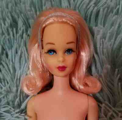 WOWZA Vintage Barbie OOAK Pink No Bangs Francie with Blue Eyes