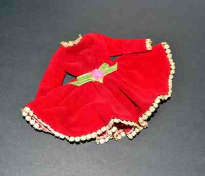 Vintage Barbie Japanese Exclusive red velvet dress with accent trim and flower