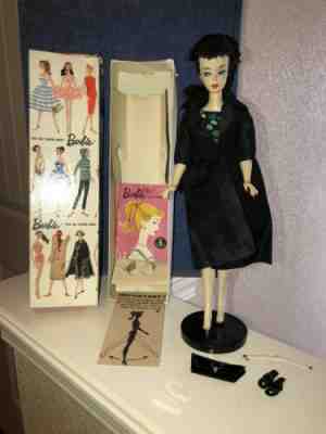 1959 Vintage Barbie #1 Brunette Ponytail Barbie With Easter Parade Complete