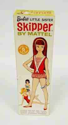 NOS Vintage Mattel Barbie BRUNETTE SKIPPER DOLL #950 Box Little Sister NOS