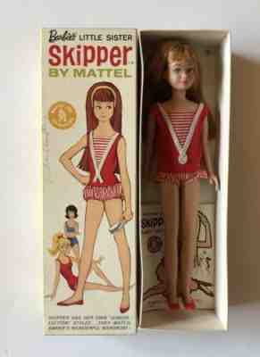 Vintage Skipper Doll In Box Complete 1964 Penny Copper Redhead 950 Barbie Mattel