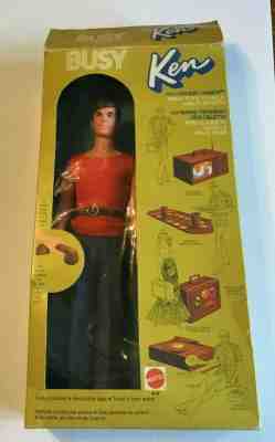 RARE 1971 Busy Ken Barbie Doll with Holding Hands & Accessories in Original Box