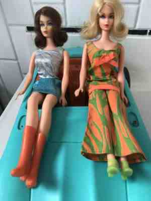 Vintage Mod Barbie TNT Dolls And Car