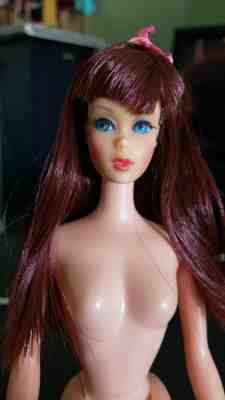Vintage Twist N Turn TNT '67 Wine Red Auburn Brown Reroot Barbie Doll 