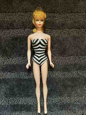 ORIGINAL LOT BARBIE KEN DOLLS VTG RARE 1959 BLONDE PONYTAIL ZEBRA BATHING SUIT