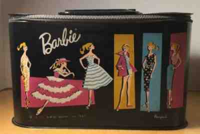 VINTAGE Barbie Carrying Case By Ponytail Black Train Travel Case 1961