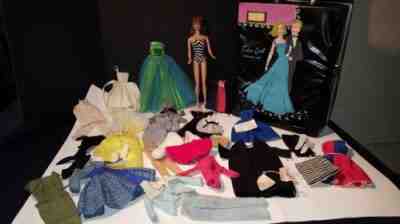 Vintage 1960's Barbie Clothing Lot of 42 Pieces Plus Doll and Fashion Doll Case