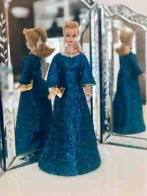 Vintage Premier Doll Barbie Gown Dress Blue #934 Metallic Fringe Gorgeous Clone 