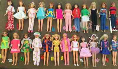 VINTAGE Barbie/ SKIPPER DOLL LOT  24 Dolls and Fashions INCLUDING 2 RICKY DOLLS