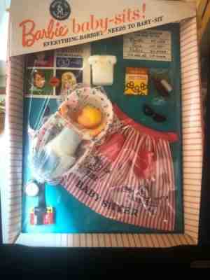 VINTAGE BARBIE   #0953  " BARBIE BABY SITS "  OUTFIT ~  MINT IN ORIGINAL FRAME ~