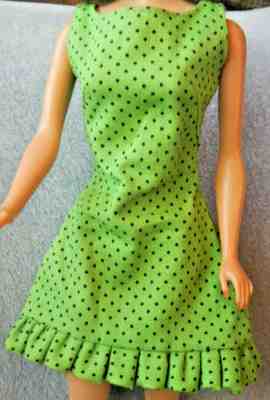 dress vintage Barbie SUN-SHINER Green Variation Black Polka Dot 1969 PAK YKK Zip