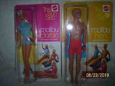 VINTAGE, 1970 SUN SET MALIBU, BARBIE and KEN, NEW OLD STOCK, ORIGINAL PACKAGES 