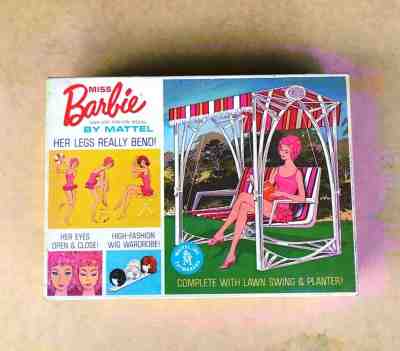 Vintage 1963 Miss Barbie Beach Teenage Model Wig Swing set  1060 OG Box USA