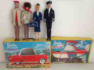  Vintage Barbie "Going Traveling Carrying Case" HTF w/ 4 Dolls and Clothing Lot 