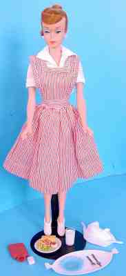 1964 TITIAN REDHEAD SWIRL PONYTAIL BARBIE in CANDY STRIPER VOLUNTEER #0889