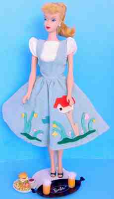 1960 BLONDE PONYTAIL #4 BARBIE in FRIDAY NIGHT DATE OUTFIT #979 LOVELY FACE!