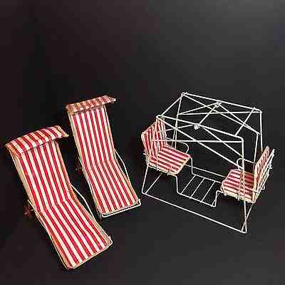 Vintage Barbie Doll Metal Patio Swing & 2 Lounge Chairs - Large Pieces - 1960s