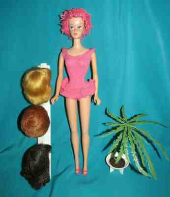Vintage Miss Barbie Original SS/Swim Hat, Shoes, Wigs, Palm Tree
