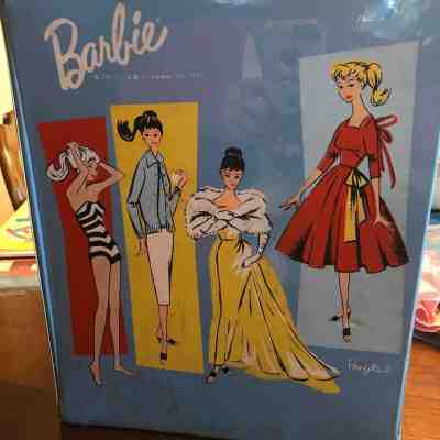 1961 Mattel Barbie Doll Blue Vinyl Ponytail Carrying Case/1070 Barbie Accessorie