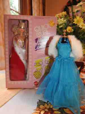 Vintage Quick Curl Miss America Barbie W/ Majestic Blue Gown #3216