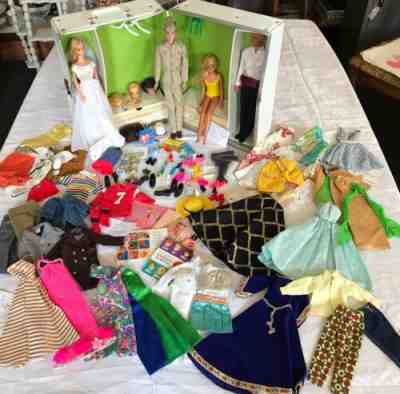 Vintage 1960s-70s LG LOT Barbie Clothing, Dolls shoes Accessories & Case!
