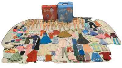 291 Piece Vintage Lot Barbie Dolls Homemade Clothes Cases 1960's Skipper Midge
