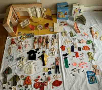 60's Vintage Barbie Fashion Shop Midge Bubble Cutt Barbie Flock Ken Clothes Lot