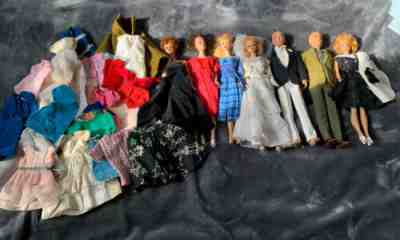 Lot Of 1960s Barbie Ken Midge Dolls & Outfits 